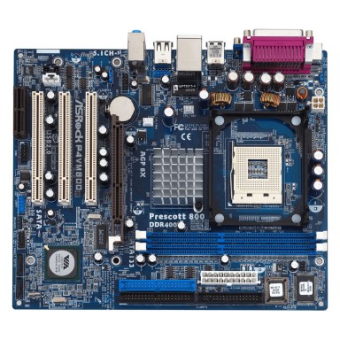 Placa de baza ASROCK P4VM800, SK 478, 2*DDR1, AGP, 3*PCI, 2*IDE, 2*S-ATA, VGA, PS2, SB 5,1, USB, PARALEL Sk.478